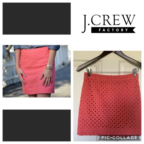 JCrew Coral Eyelet Mini Skirt